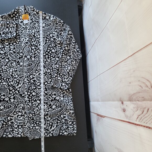 Ruby Rd Petite Women’s PS Open Front Cardigan Sweater, Black/White, Long Sleeve, - Picture 9 of 9